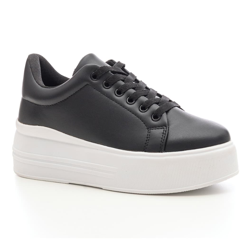 Tênis Feminino Preto Plataforma Casual Confortável Dad Sneaker Flatform