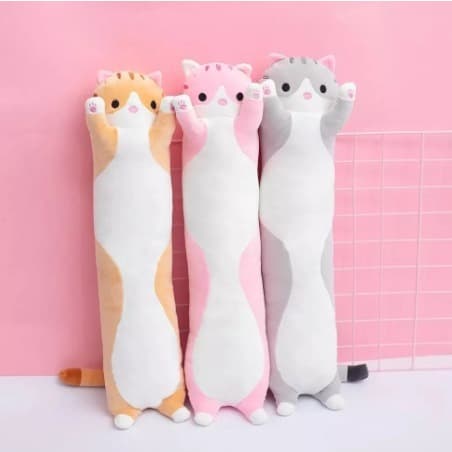 Almofada Travesseiro Gatinho Pelúcia Macio bebê 50cm Brinquedo de Pelúcia cheio e longo Salsicha