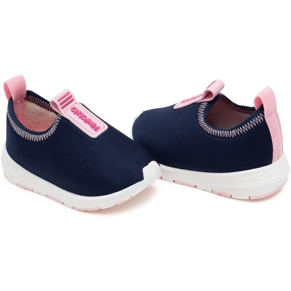 Tenis Feminino Infantil Preto e Rosa Sem Cadarço Pimpolho