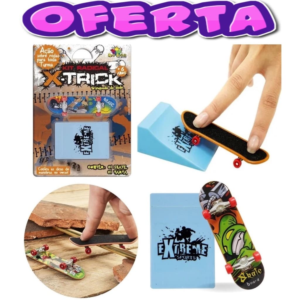 SKATE DE DEDO COM RAMPA OBSTÁCULOS RADICAL BRINQUEDO SKATE ESPORTE