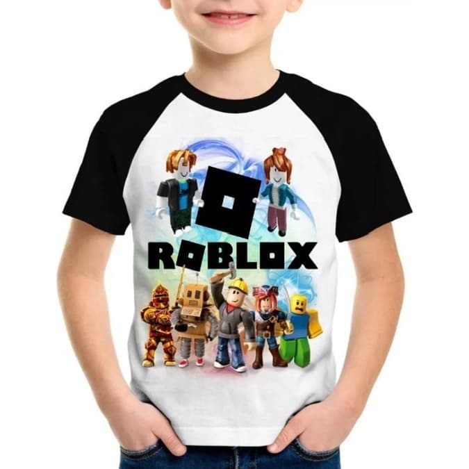 Camiseta Infantil Game Roblox Camiseta Jogo Mangas Preta Envio Imediato