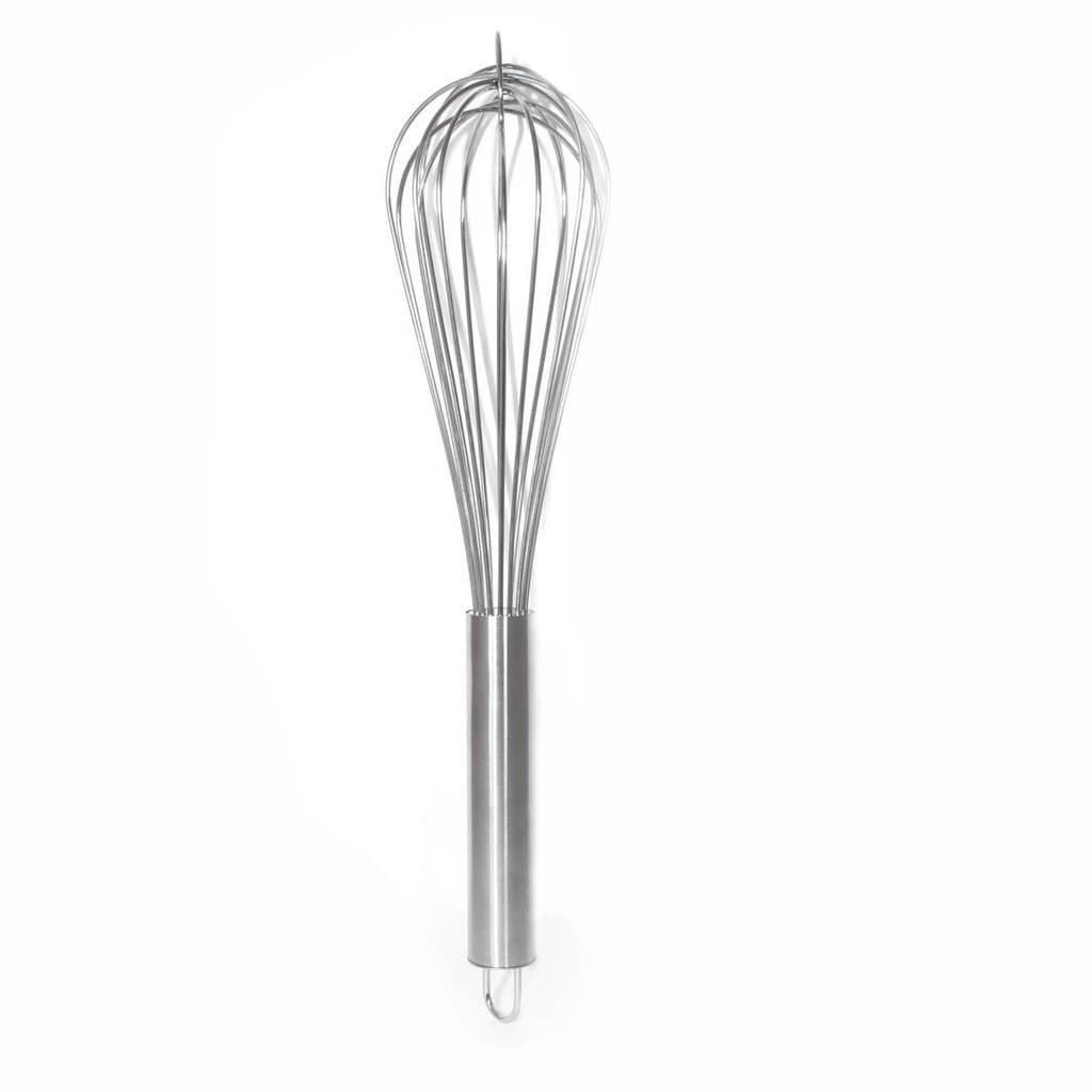 Batedor de Ovos Grande Fuet em Inox Profissional Tamanho 12" e 14"