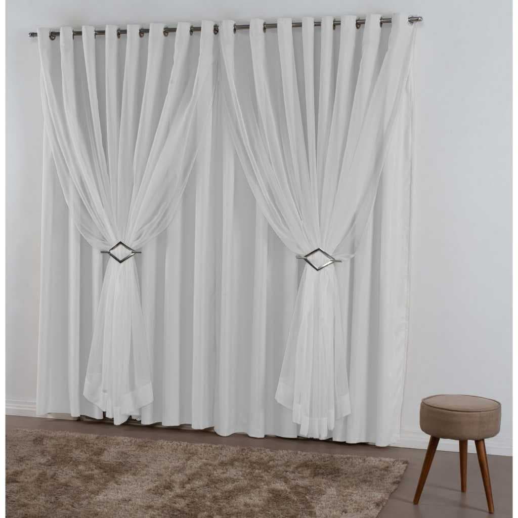 Cortina Voil Com Forro Microfibra 4.00x2.20 Sala Quarto Para Varão