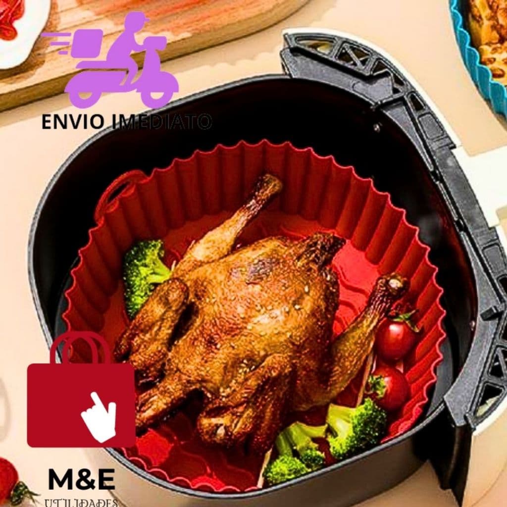 Forma Assadeira Airfryer Redonda Em Silicone Forno Protetor De AirFryer