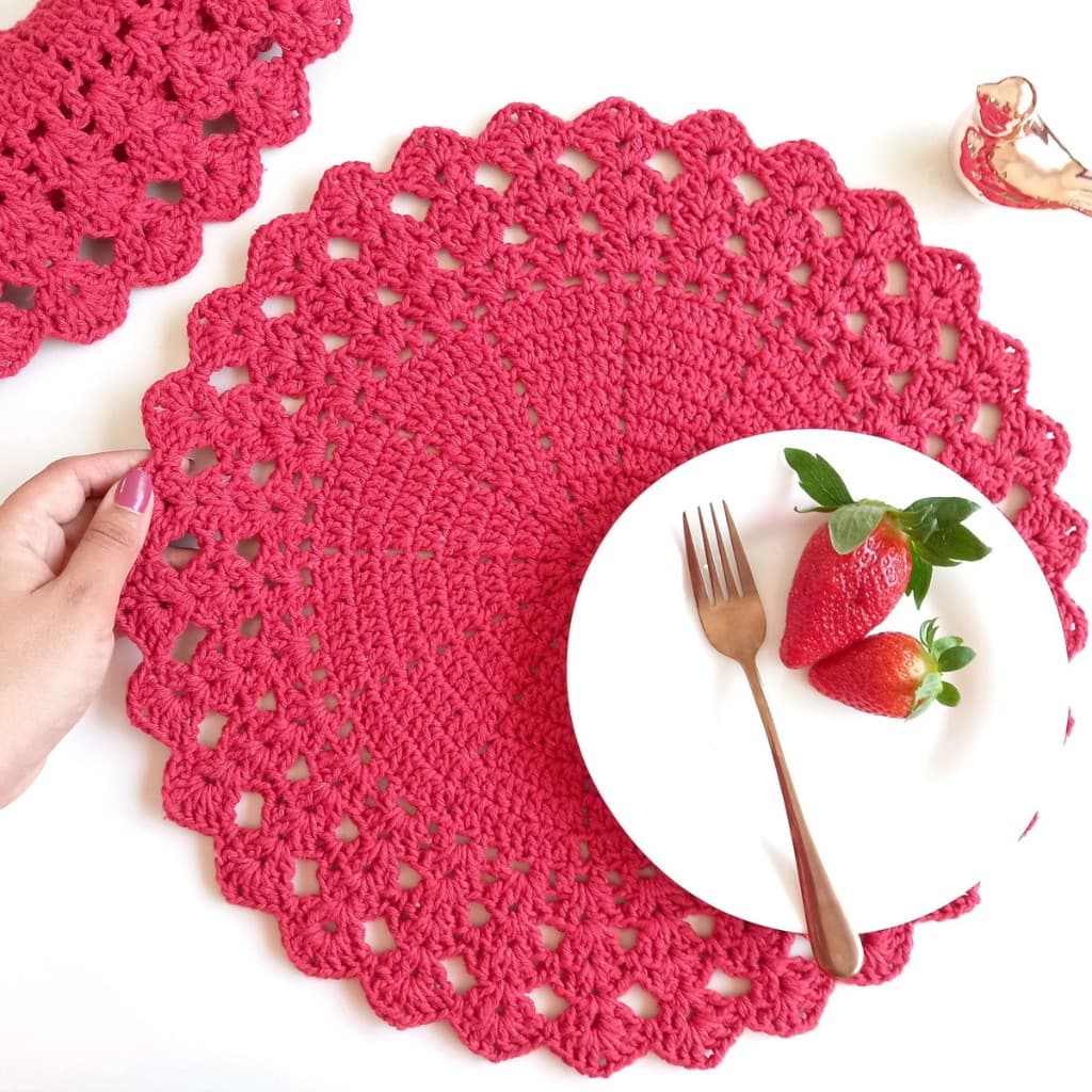 Kit 6 Sousplat de Crochê Centrinho de Mesa Jantar Decoração Cozinha Supla Crochet Casa Presente Luxo