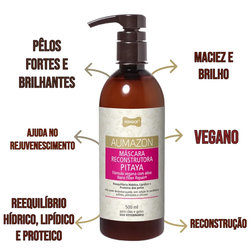 Máscara Pet Reconstrutora De Pitaya para cães e gatos Perigot Vegana