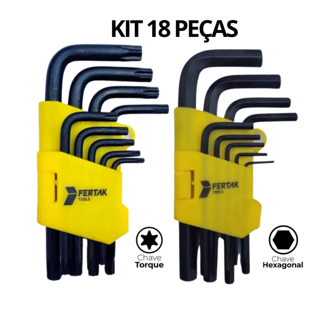 Kit Chave Allen Hexagonal L E Chaves Torque Pequena-8 Peças-Chaves de Aperto-Uso Profissional-Fertak