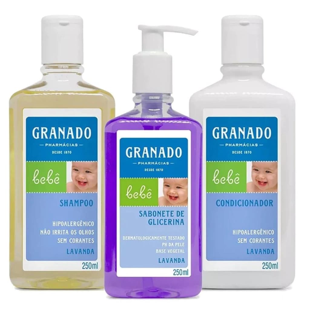 Kit Granado Shampoo + Condicionador Tradicional 250 ml + Sab Liq. Lavanda 250 ml