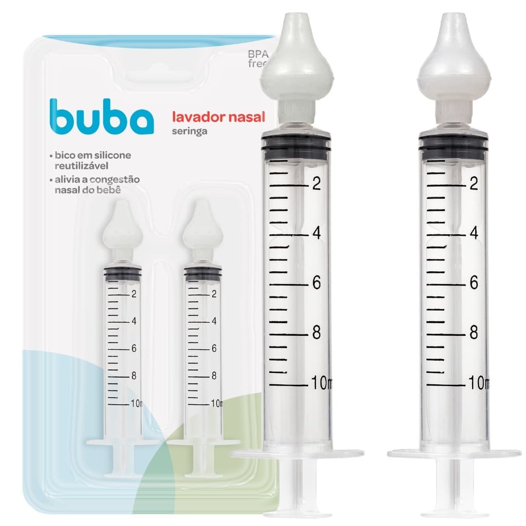 Lavador Nasal Seringa Com Ponta Bico Em Silicone kit 02 Unidades Bebês