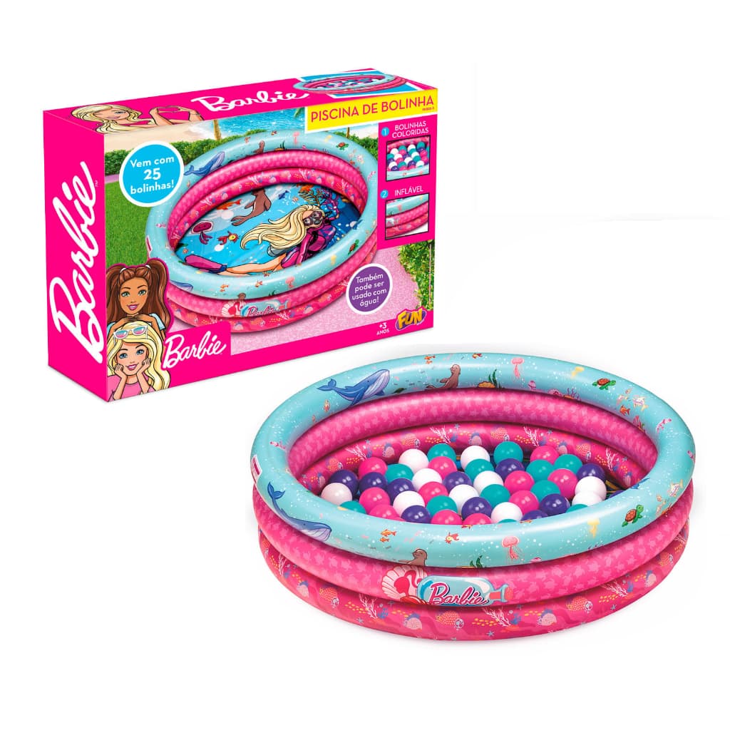 Piscina Infantil Inflável Barbie Com 25 Bolinhas - Fun