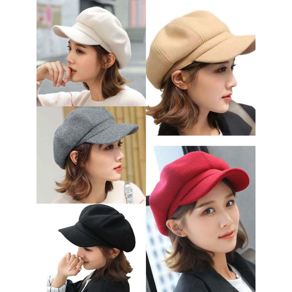 Boina feminina Gorro Chapéu Francesa Aveludada Forro Com Aba