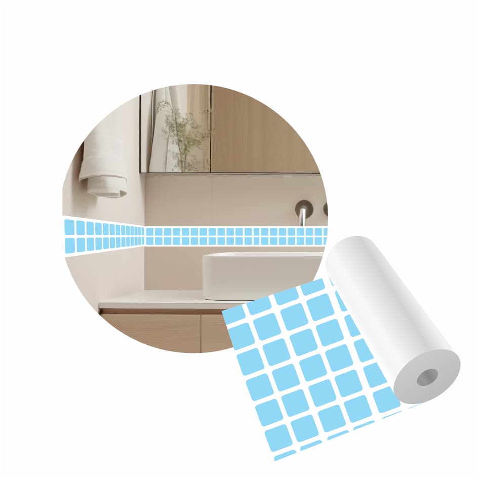 Papel De Parede Adesivo Pastilhas Cozinha Banheiro Lavável - AZUL BEBE-  3,5m