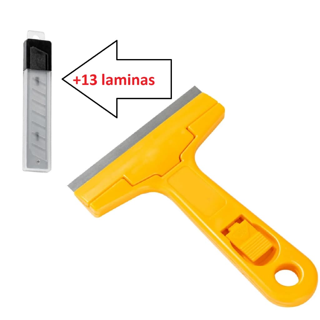 Estilete Raspador Profissional para Tirar Adesivo Cola do Vidro + 13 Lâminas Extras