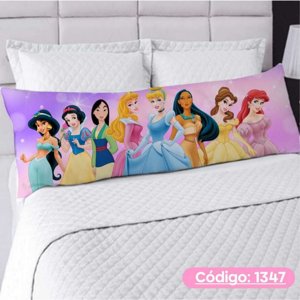 Travesseiro De Corpo Com Fronha Xuxão Fibra de Silicone Personagem 1.25x0.45cm Princesas Disney