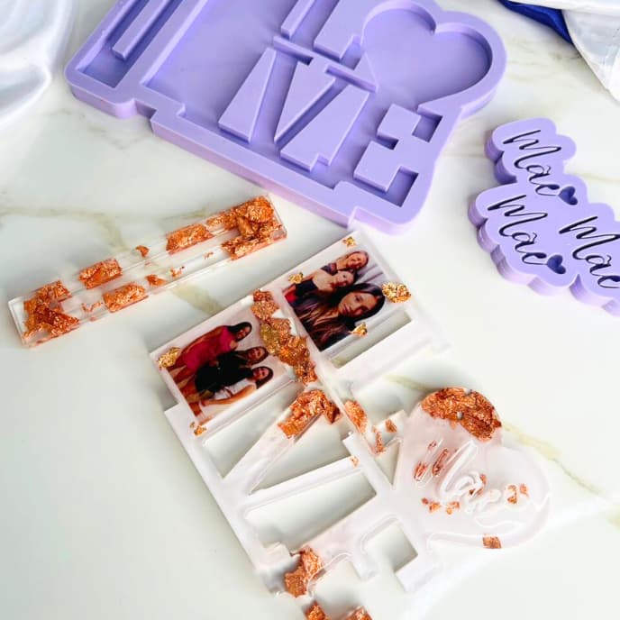 Molde de silicone para resina dia das mães e dia dos namorados. Porta retrato love. 10cmx13cm.