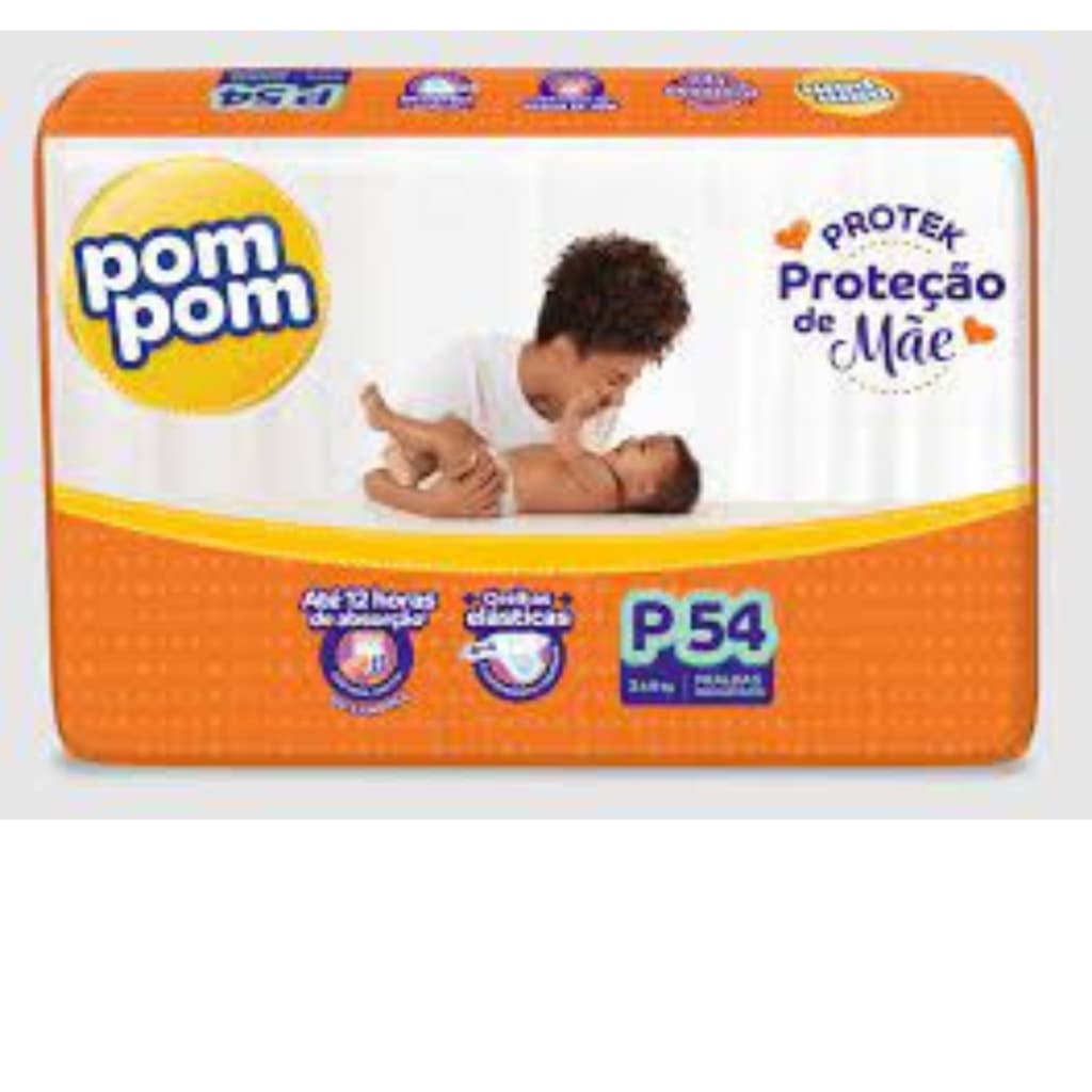 Fralda Pom Pom Derma Protek Mega – Tamanho P (54 Unidades)
