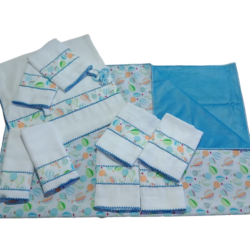Kit Bebe Fralda Boca Toalha Ombro Manta Leve e Manta Fralda