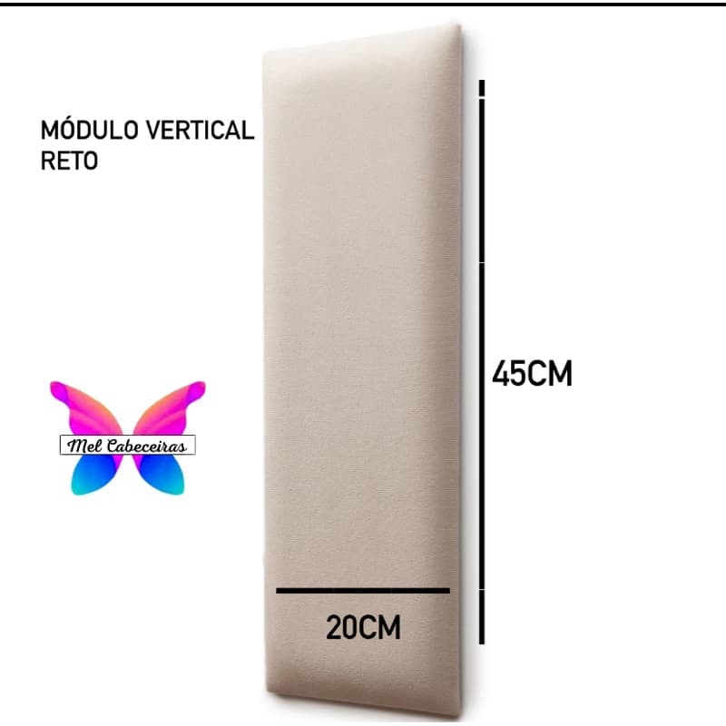 Módulo estofado para cabeceira vertical reto, tamanho 20x45cm (UNIDADE)