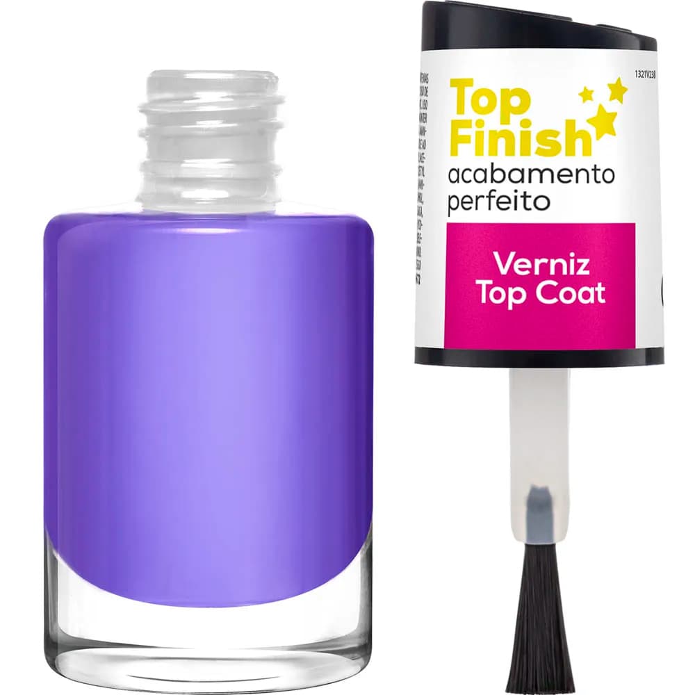 Top Coat Verniz Efeito Gel Extra Brilho Secagem Rápida Para Carimbo Top Finish 10ml - Cora