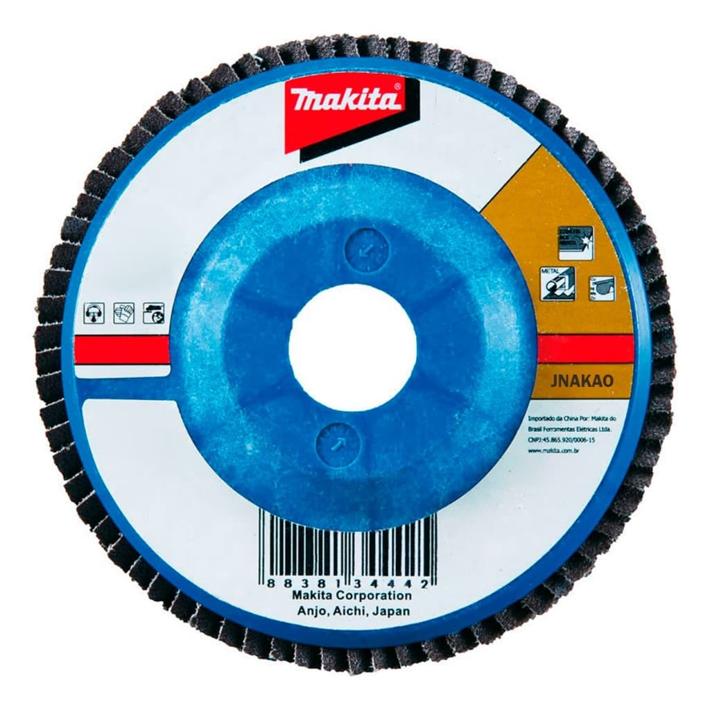 Disco Flap Makita D-36441 Grão Z80 180x22.23mm com Costado Nylon para Uso Profissional