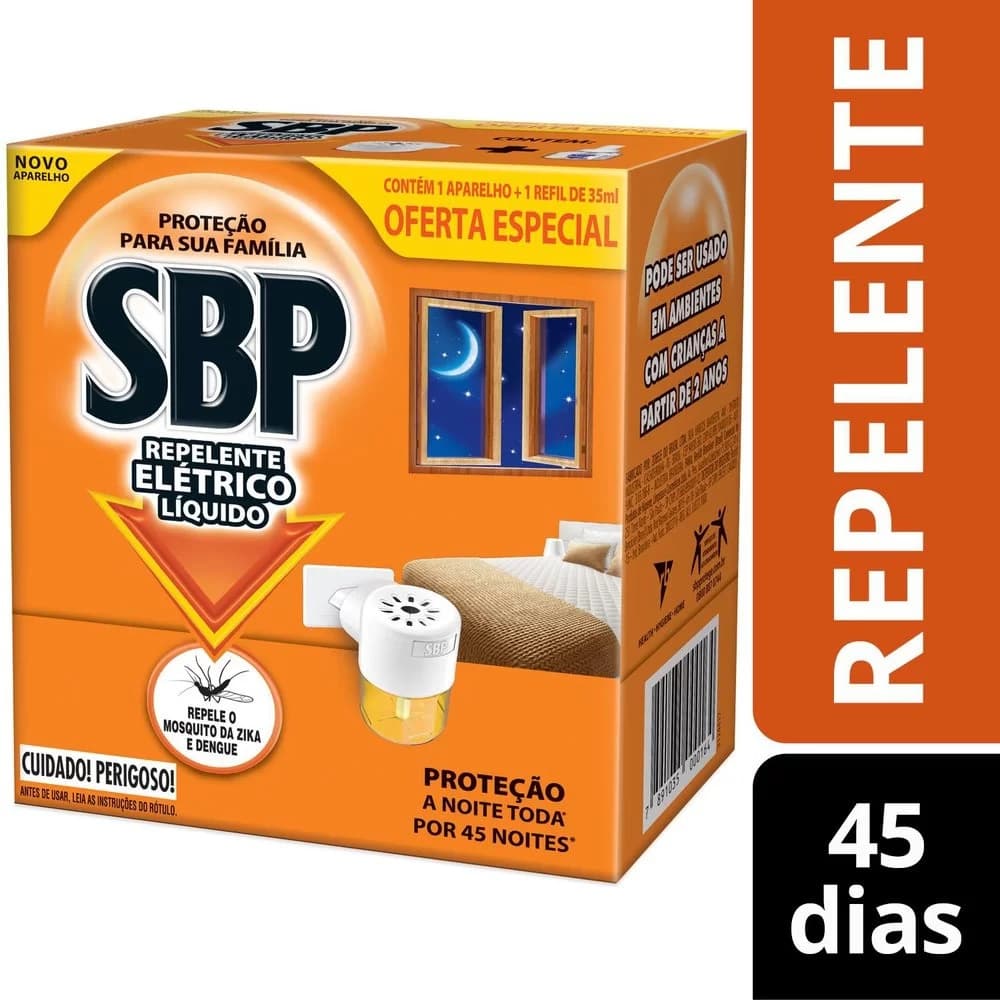 Repelente SBP Elétrico Líquido 45 Noites 1 Aparelho + 1 Refil de 35 ml