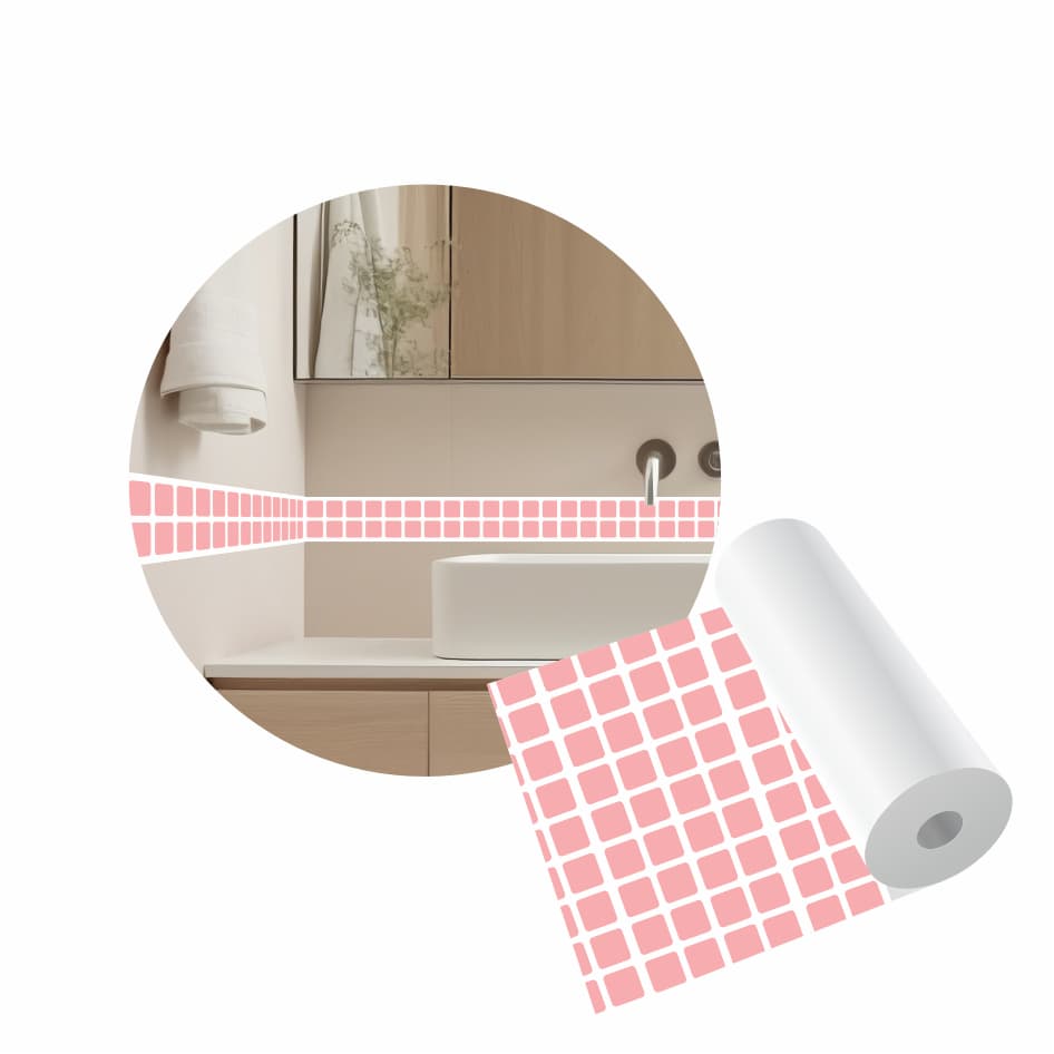 Papel De Parede Adesivo Pastilhas Cozinha Banheiro Lavável - ROSA BEBE - 3,5m
