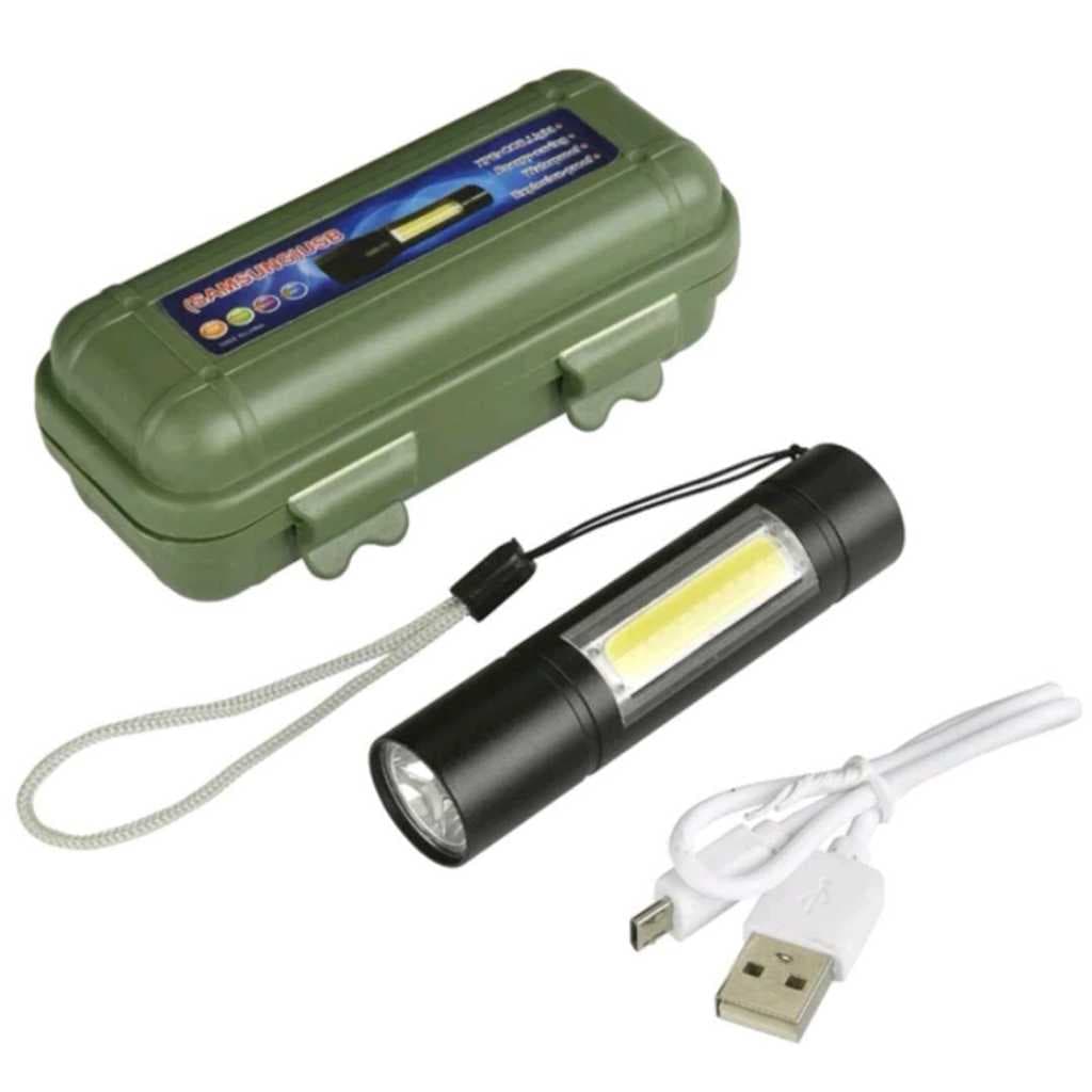 Lanterna de Mão LED/UV - Recarregavel USB Com Caixinha