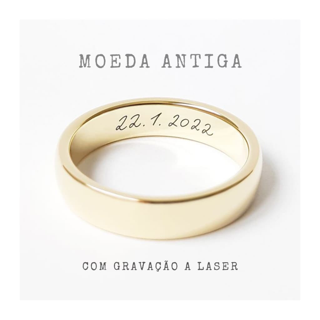 Unidade Aliança MOEDA ANTIGA Reta 5mm + Gravação a Laser
