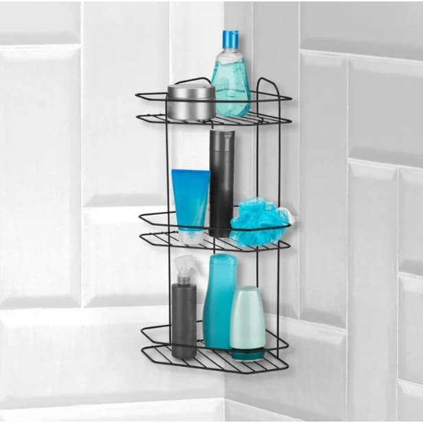 Prateleira Porta Shampoo Cantoneira Fruteira Suporte Tripla Para Banheiro Metal Prática