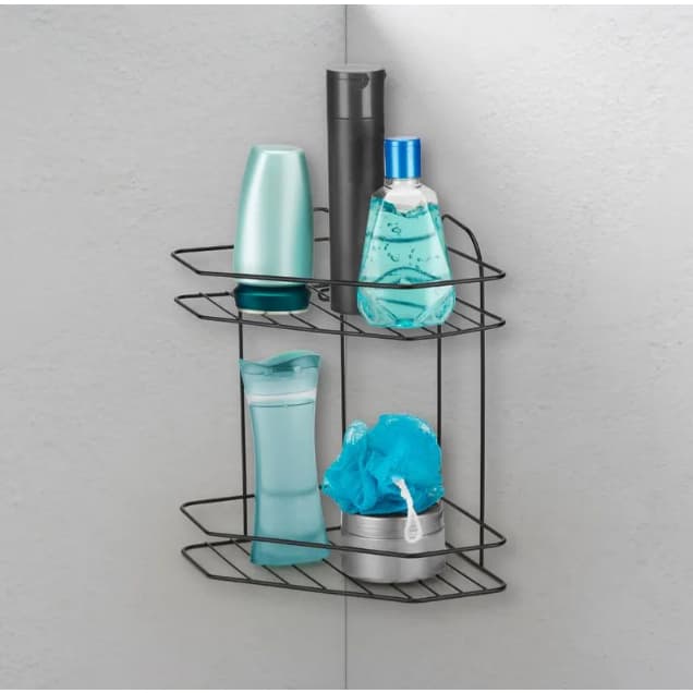 Porta Shampoo Dupla De Canto Cantoneira Fruteira Parede Aramado Para Box Banheiro Metal