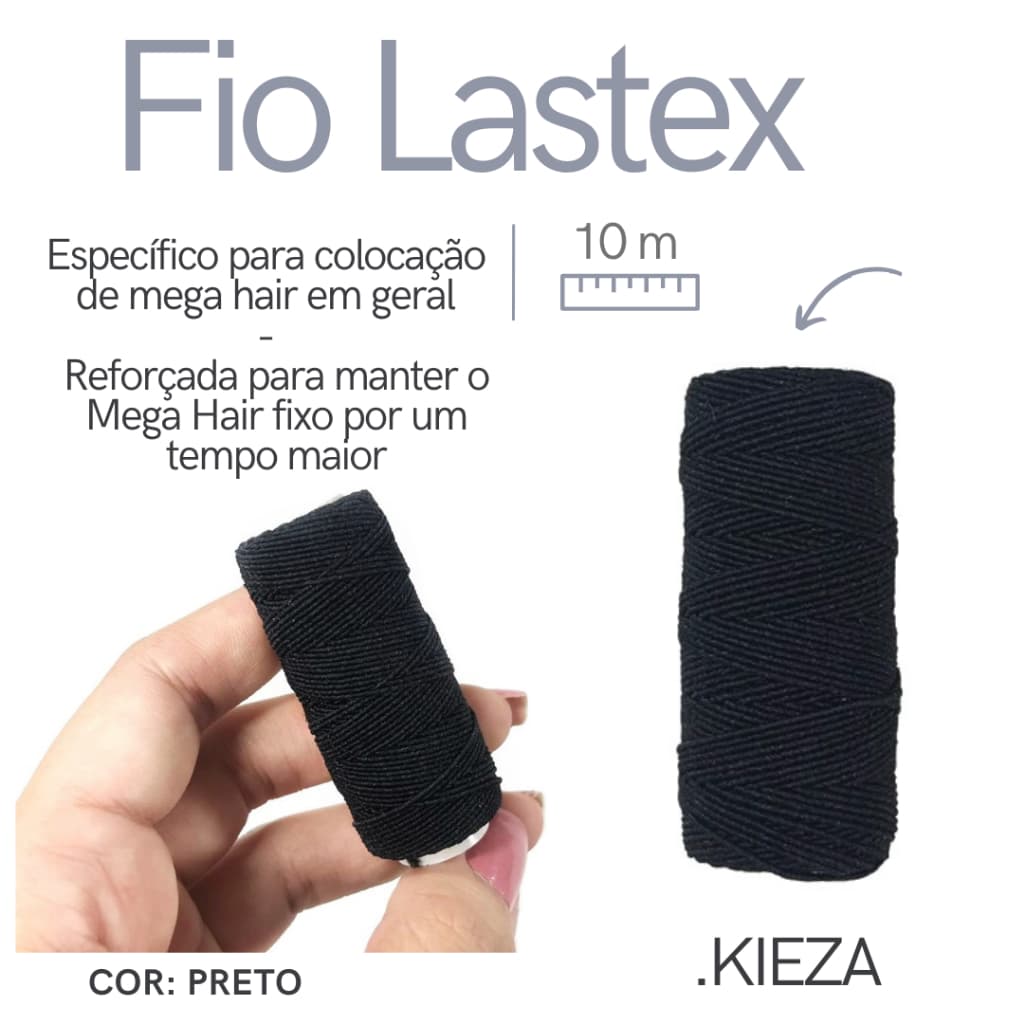 Fio Lastex 10 Metros Para Entrelace Mega Hair Alongamento Tranças Box Braids