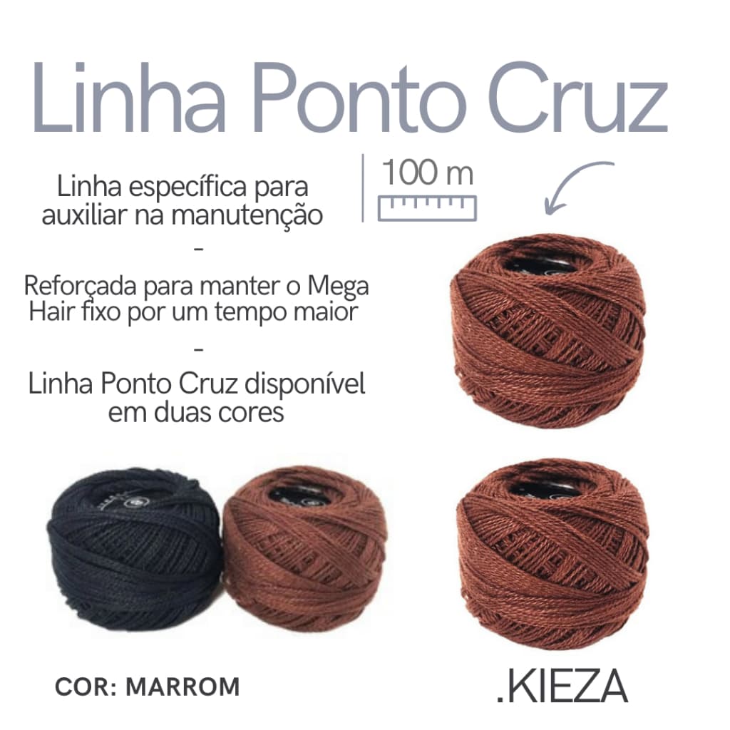 Linha Ponto Cruz Preta E Marrom Para Entrelace Mega Hair Nó Italiano