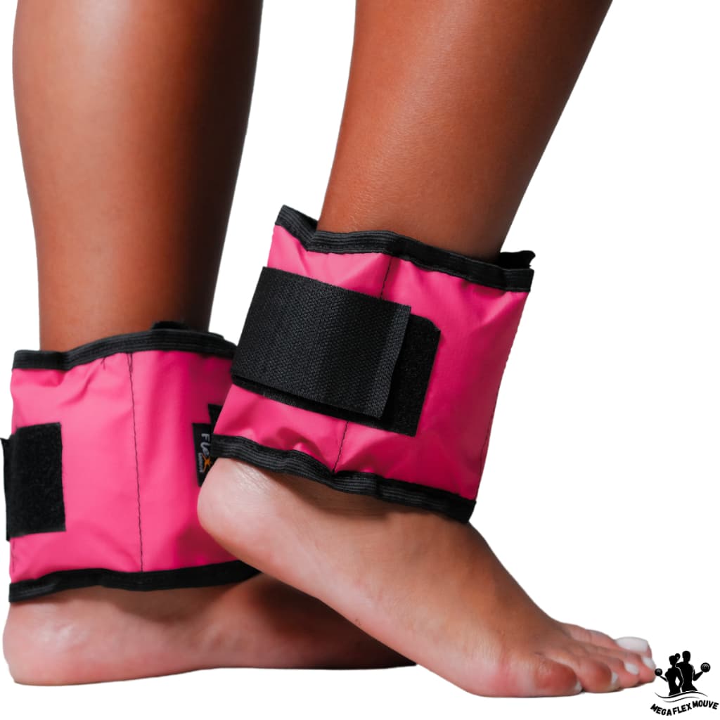 Caneleira Com Peso 2kg Par Rosa Tornozeleira Treino Exercício Crossfit Fitness Academia Musculação