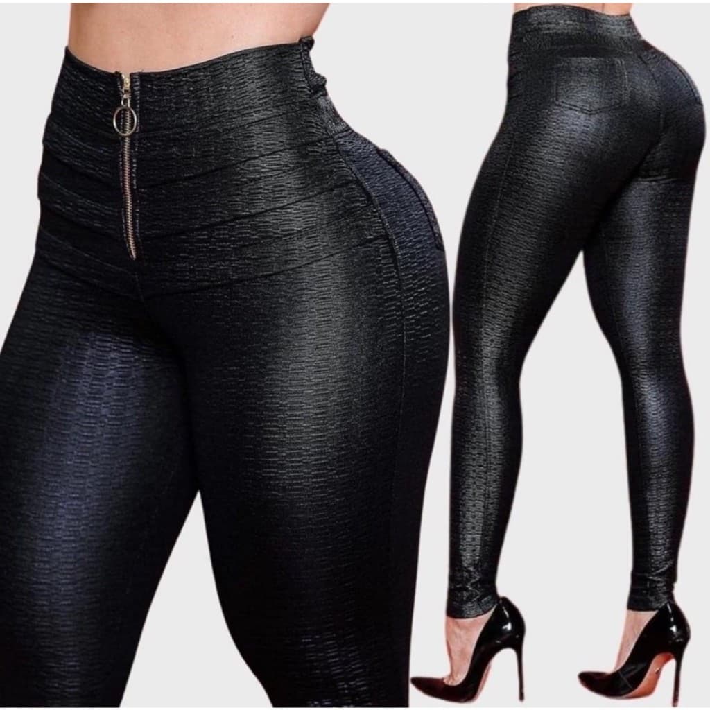 Calça diva cirre pixel couro fake