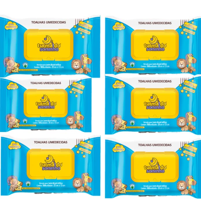 6 Pacotes De Lenço Umedecido C/ Extrato De Aloe Vera 600un