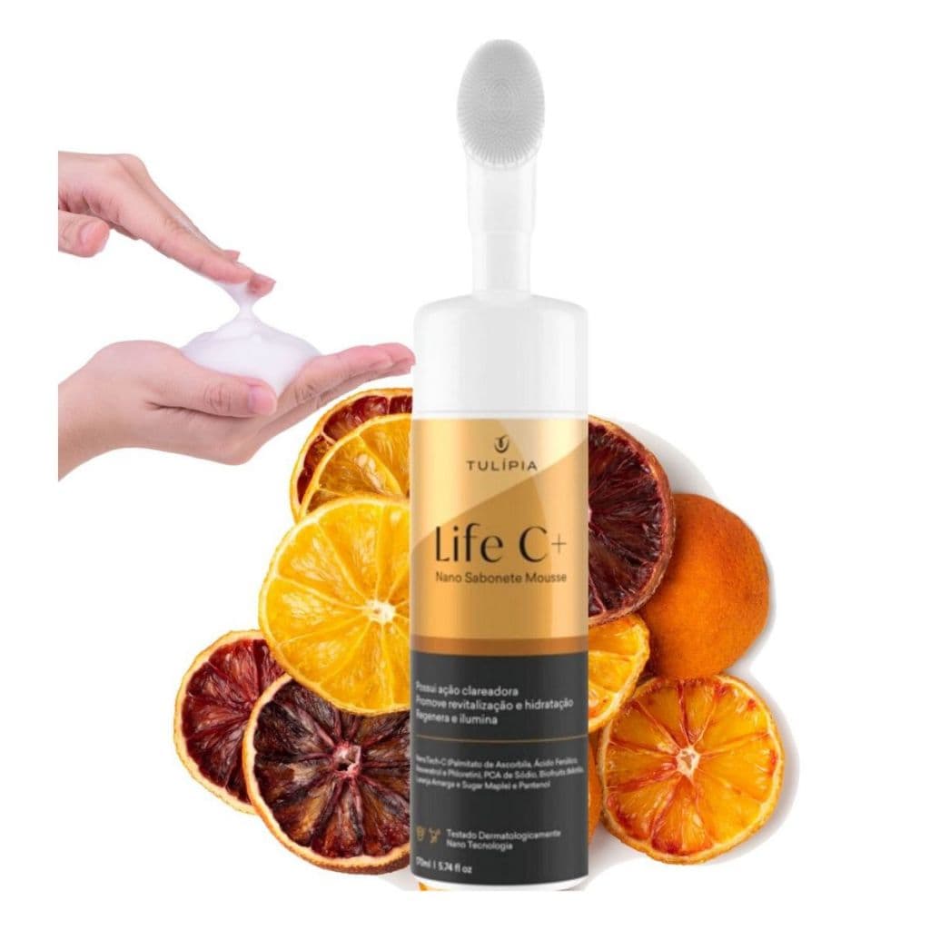Sabonete Esponja Mousse Vitamina C Clareador Hidratante - Life C Tulípia 150ml