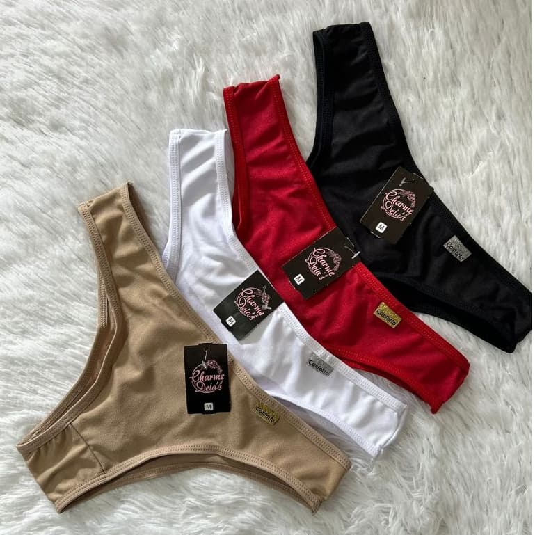 KIT 4 Calcinha Conforto Básica Lisa Charme Delas