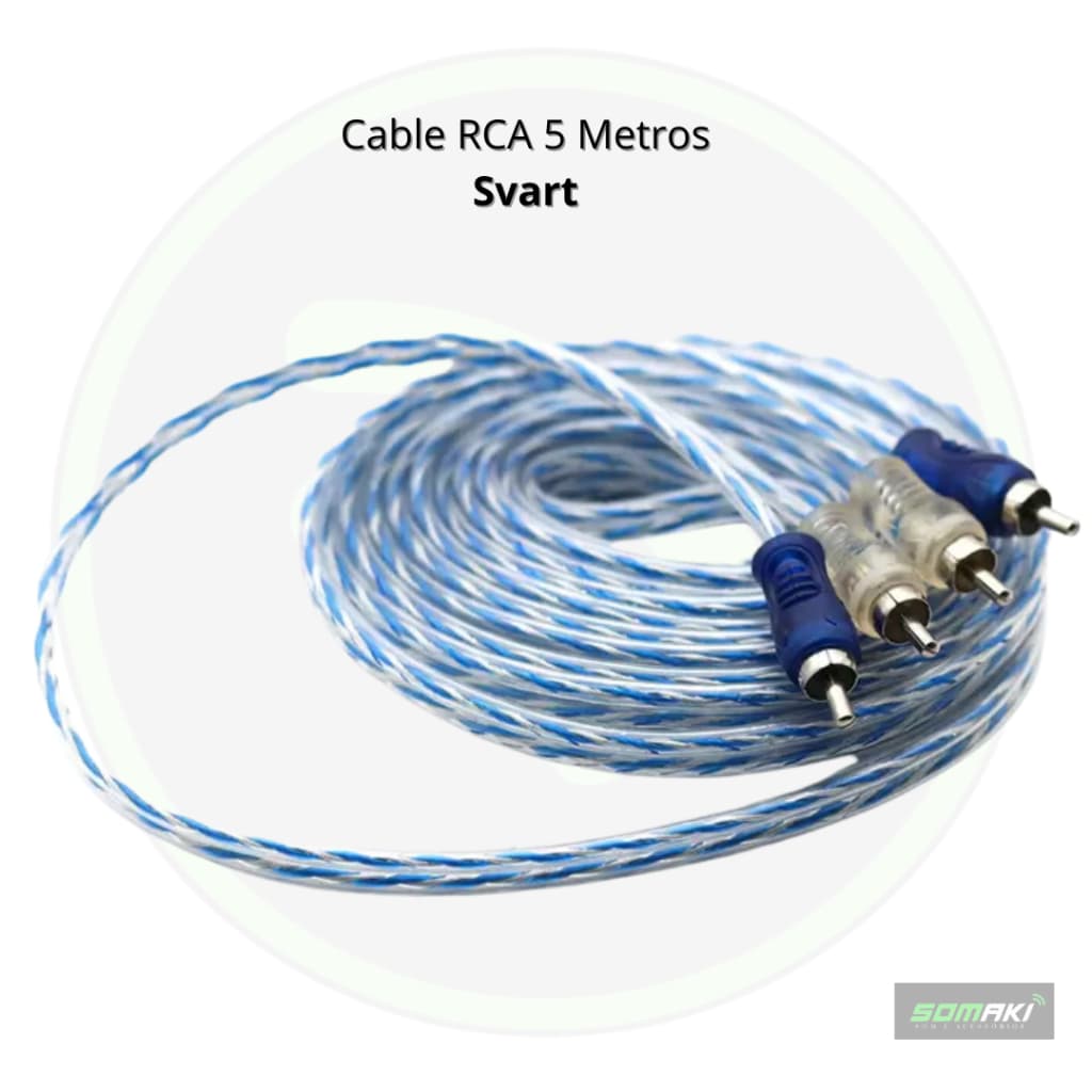 Cabo Rca Injetado 5 Metros Azul e Transparente Svart