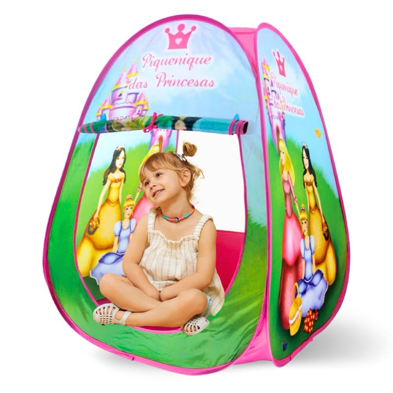 Barraca Toca Infantil Dobrável Cabana Princesas Rosa Menina