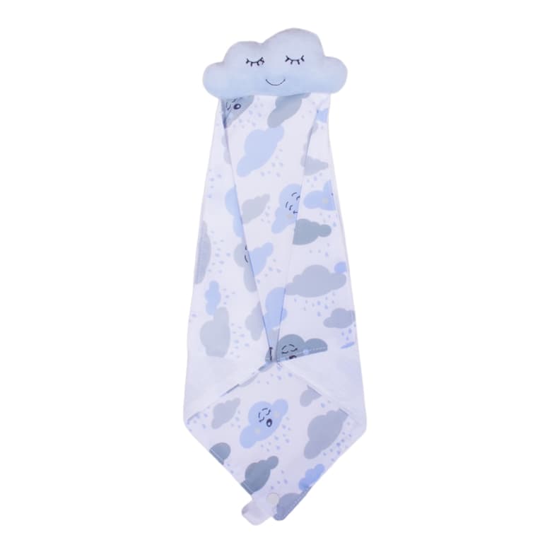 Naninha Para Bebe  Com Prendedor de Chupeta / Neném Bichinhos Nuvem Azul