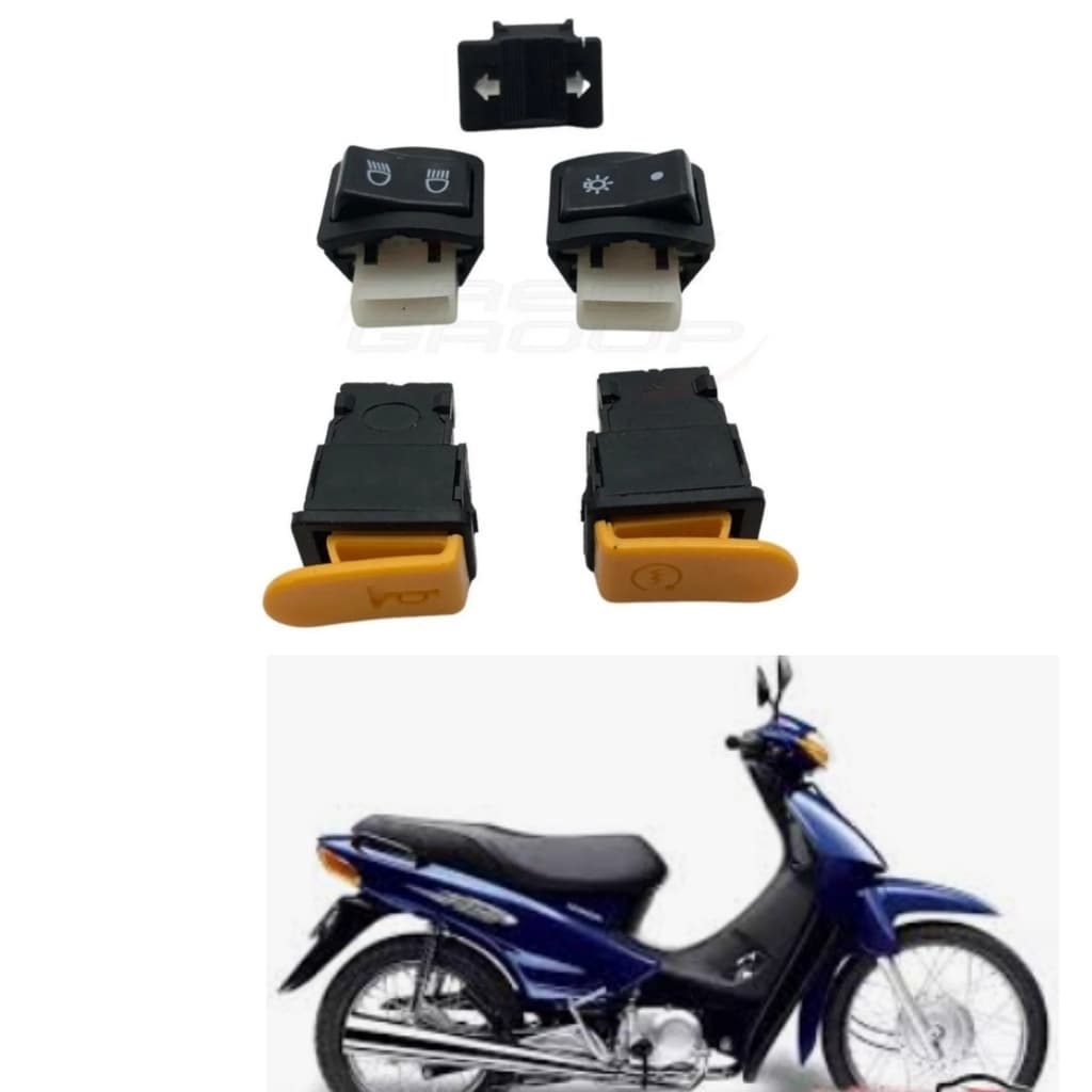Kit 5 Botões Interruptores Honda Biz 100 Es 1998 até 2005 Pisca Buzina Farol Alto Baixo Liga Desliga Luz Partida