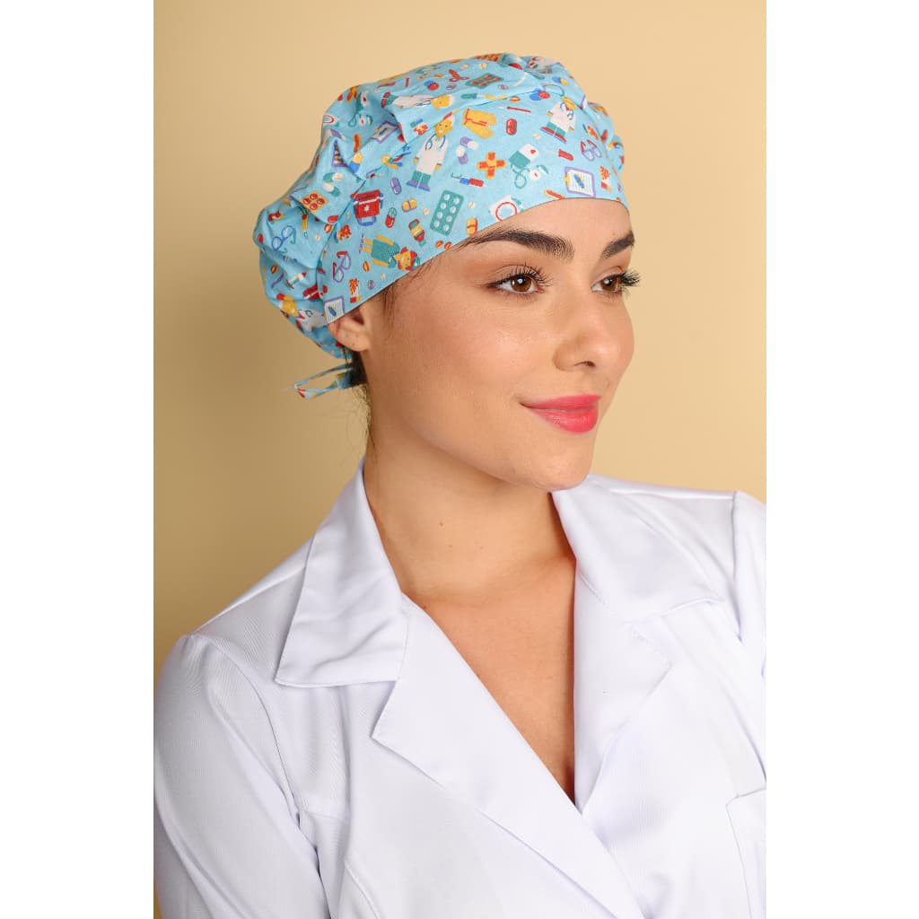 Touca Cirurgica Gorro Feminina com elástico e tiras de amarrar