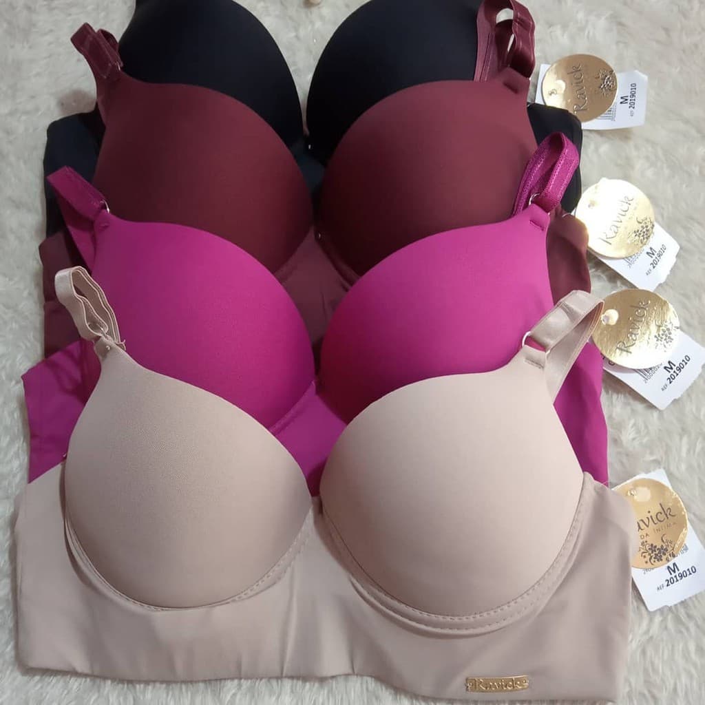 kit c/4 Sutiã Básico Reforçado de Sutia Soutien Microfibra Com Bojo Moda Evangélica