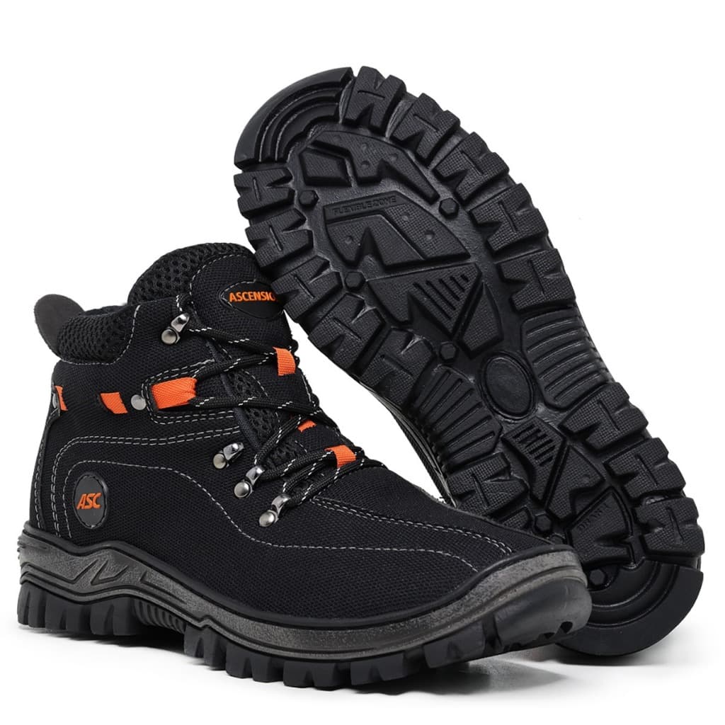 Bota Tênis Coturno Masculino Preto Detalhe Laranja