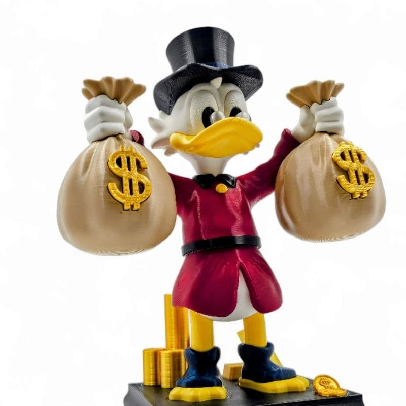 Tio Patinhas Segurando Sacos de Dinheiro 20cm Action Figure Colecionável e Presente