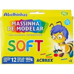 Massa Para Modelar Soft 12 Cores - Caixa 180 gr - Acrilex (Não Tóxica) Massinha Para Modelar