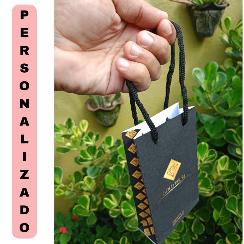 Sacola personalizara para loja, impressão colorida, semi joias, perfumaria 50 UNI