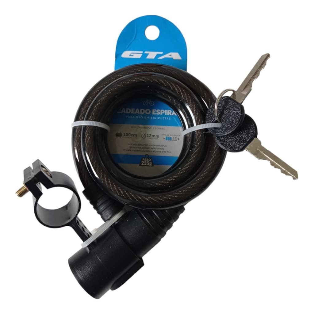 Cadeado Cabo Aço 1,5mt X 12mm P/ Bike Moto 2 Chaves Tranca Gta