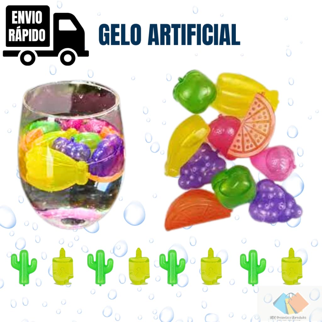 Gelo Artificial Plástico Colorido Reutilizável