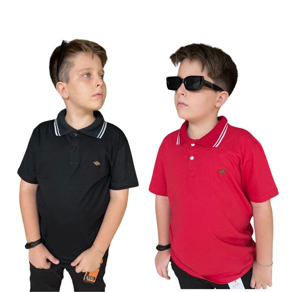 Camisas Gola Polo Infantil Masculino Manga Curta Barata Juvenil Tamanho 2 a 14 Anos